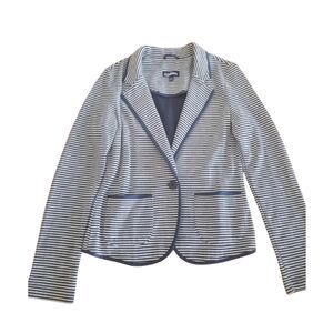 Freshman 1996 Blazer Womens S Blue Stripe Suit Jacket Buttons Pockets Career